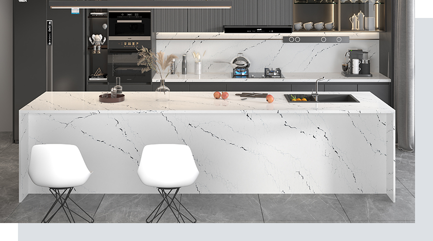 5 Kitchen Design Ideas Using Veined Quartz Countertops 2 Quartz Surfaces PMC2127