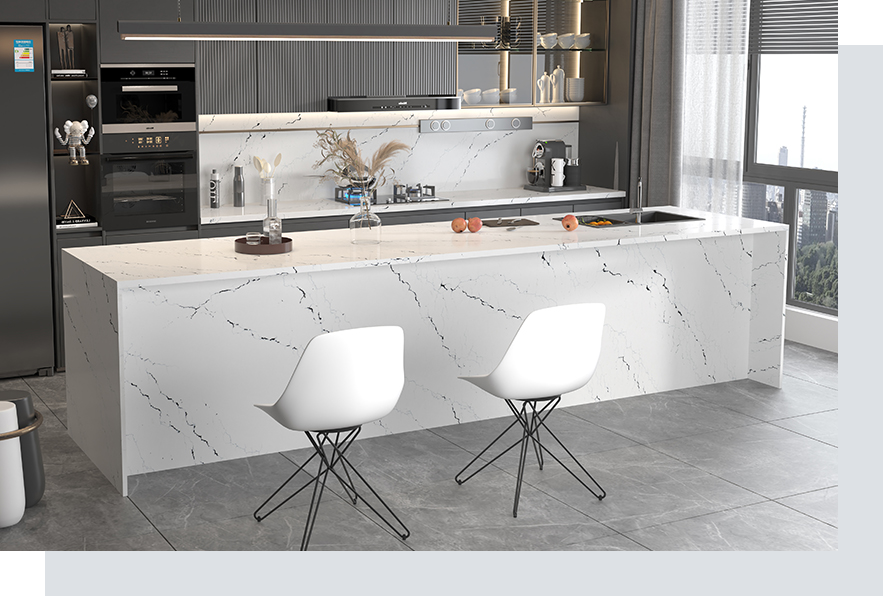 5 Kitchen Design Ideas Using Veined Quartz Countertops 1 Quartz Surfaces PMC2127