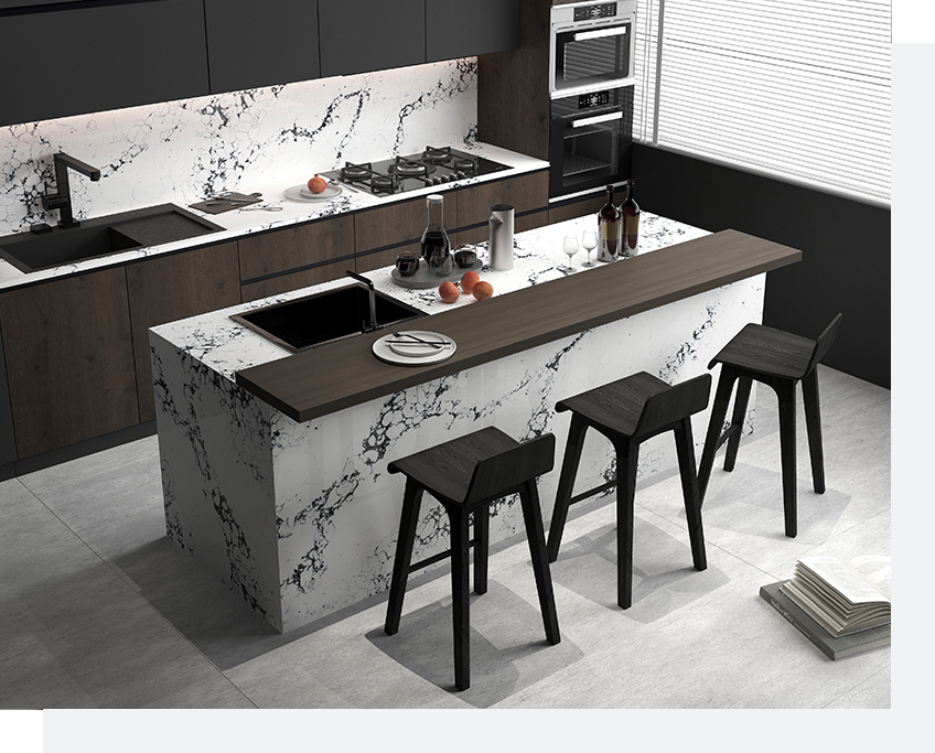 The Top 5 Calacatta Quartz Patterns for Luxe Interiors 4 Stone Surfaces PMC1999-1